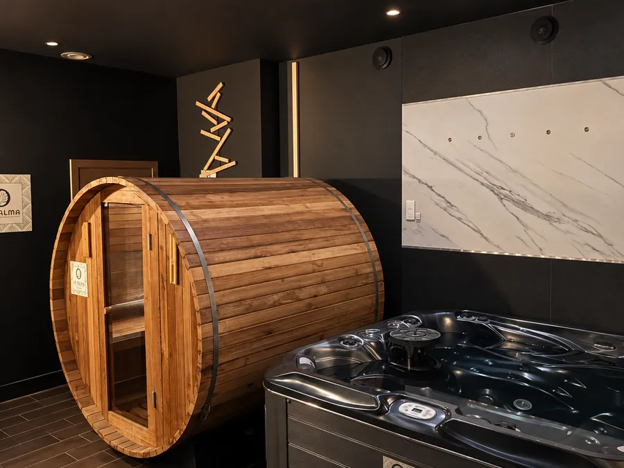 Le spa et le sauna tonneau de l'espace Paloma